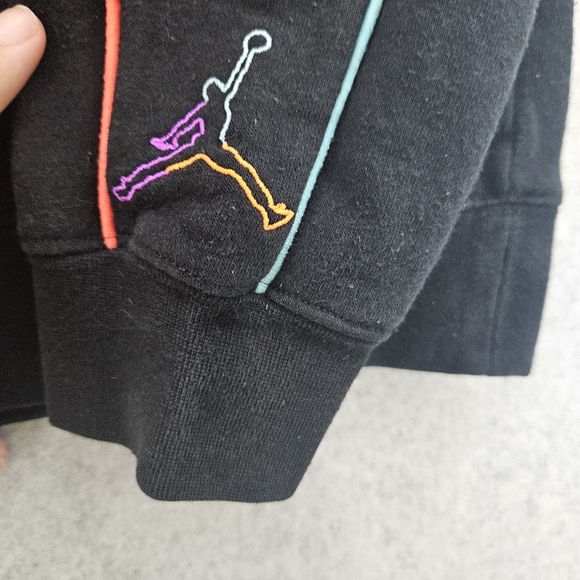 JORDAN Air Future Crewneck‎ Sweatshirt Boys Girls Size L Black and Neon - Picture 2 of 5